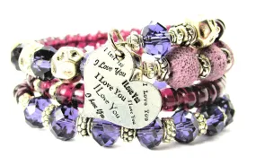 I Love You I Love You I Love You Heart Multi Wrap Bracelet