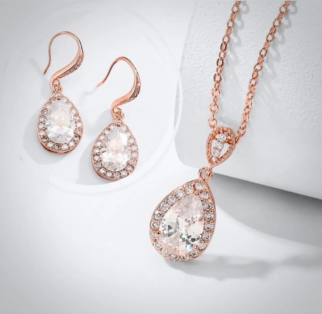 Isabel - Cubic Zirconia Bridal Earrings - Available in Silver, Rose Gold and Yellow Gold