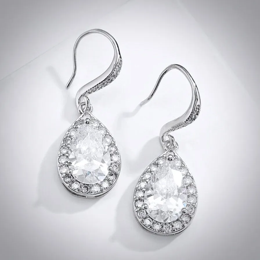 Isabel - Cubic Zirconia Bridal Earrings - Available in Silver, Rose Gold and Yellow Gold