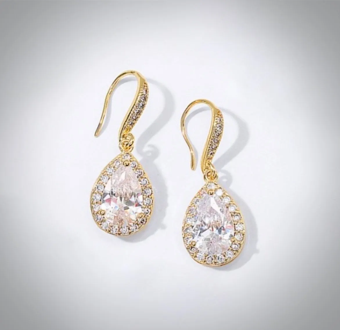 Isabel - Cubic Zirconia Bridal Earrings - Available in Silver, Rose Gold and Yellow Gold