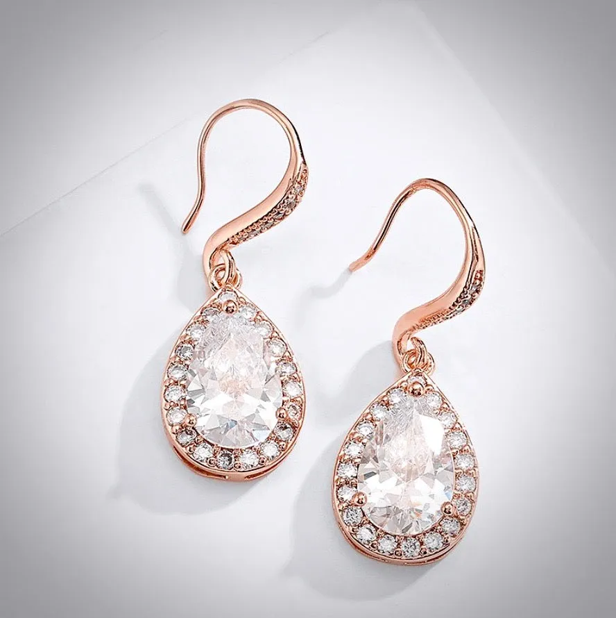 Isabel - Cubic Zirconia Bridal Earrings - Available in Silver, Rose Gold and Yellow Gold