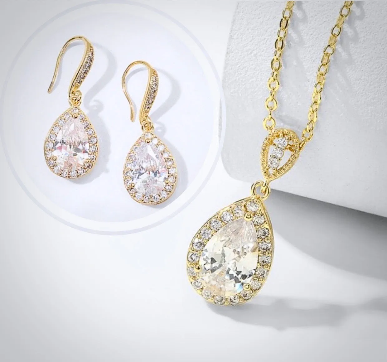 Isabel - Cubic Zirconia Bridal Earrings - Available in Silver, Rose Gold and Yellow Gold