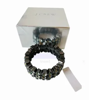 J. Crew Platinum Tone Rhinestone Stretch Bracelet NWT