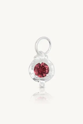 January Garnet Silver Birthstone Necklace Charm