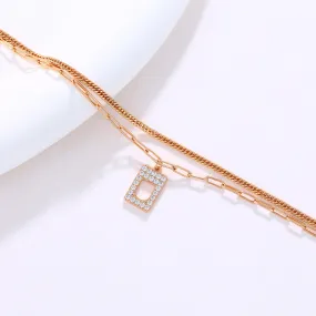 Jewelry micro-encrusted zirconium square pendant double-layer European and American bracelet