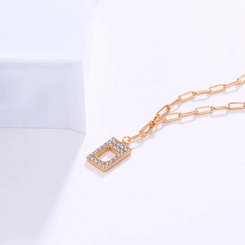 Jewelry micro-encrusted zirconium square pendant double-layer European and American bracelet