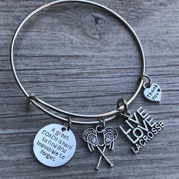 Lacrosse Coach Bangle Bracelet