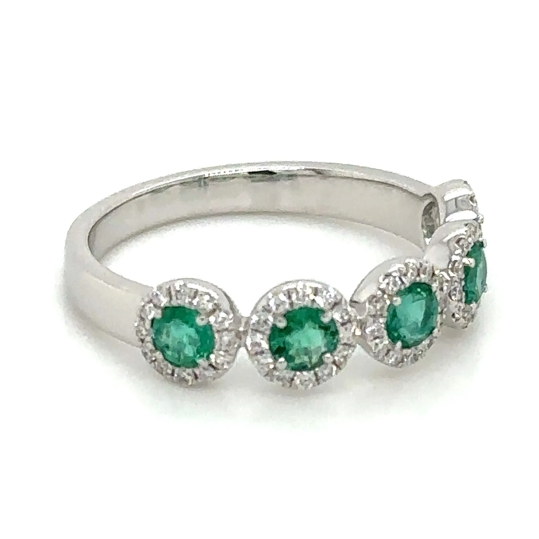 Ladies Five Stone Emerald & Diamond Ring