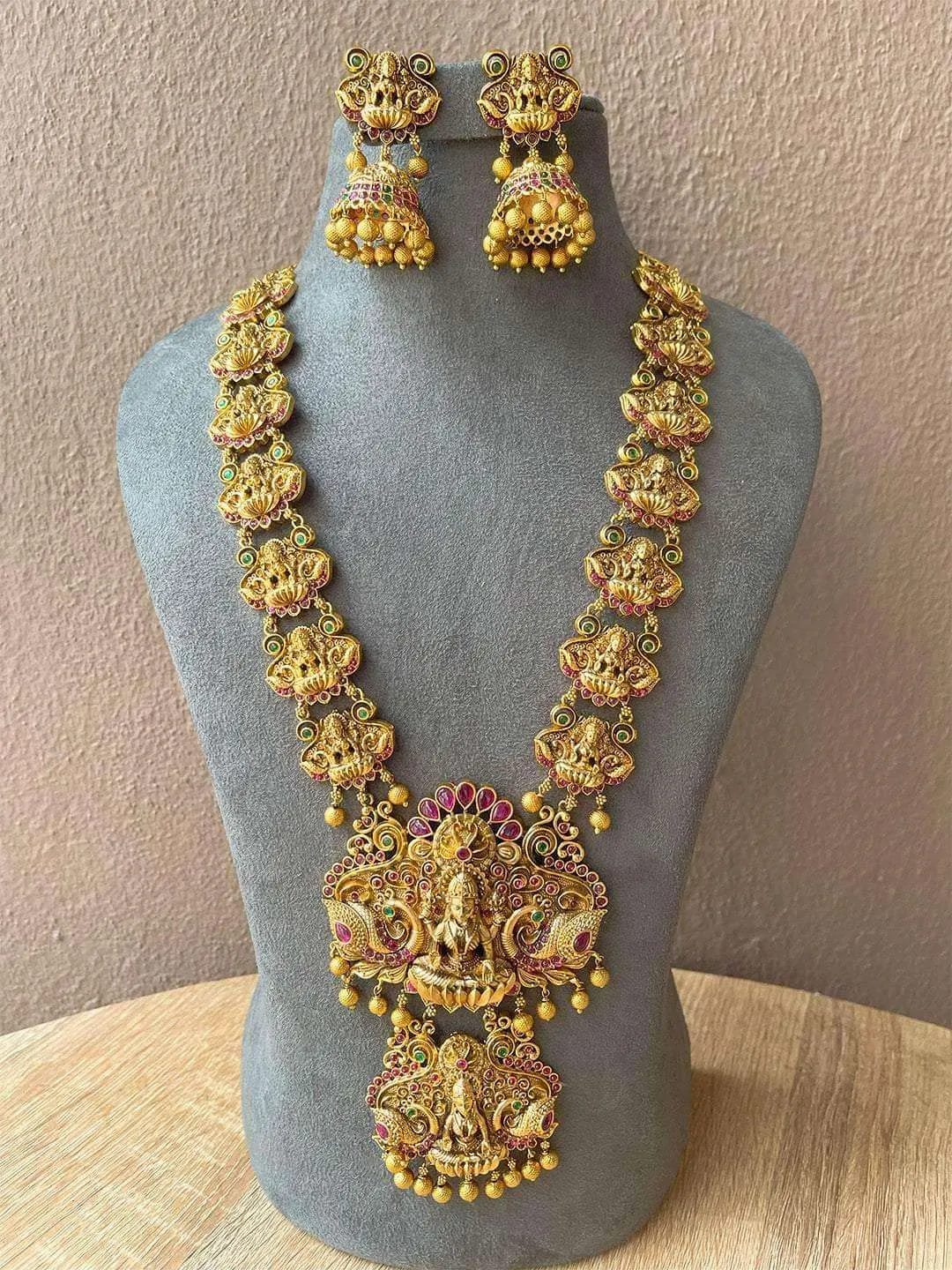 Lakshmi Jadau Double Pendant Necklace