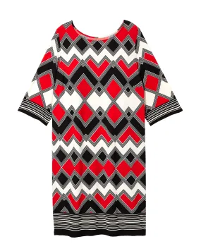 Lara Three-Quarter Sleeve Shift Dress | Black / Red