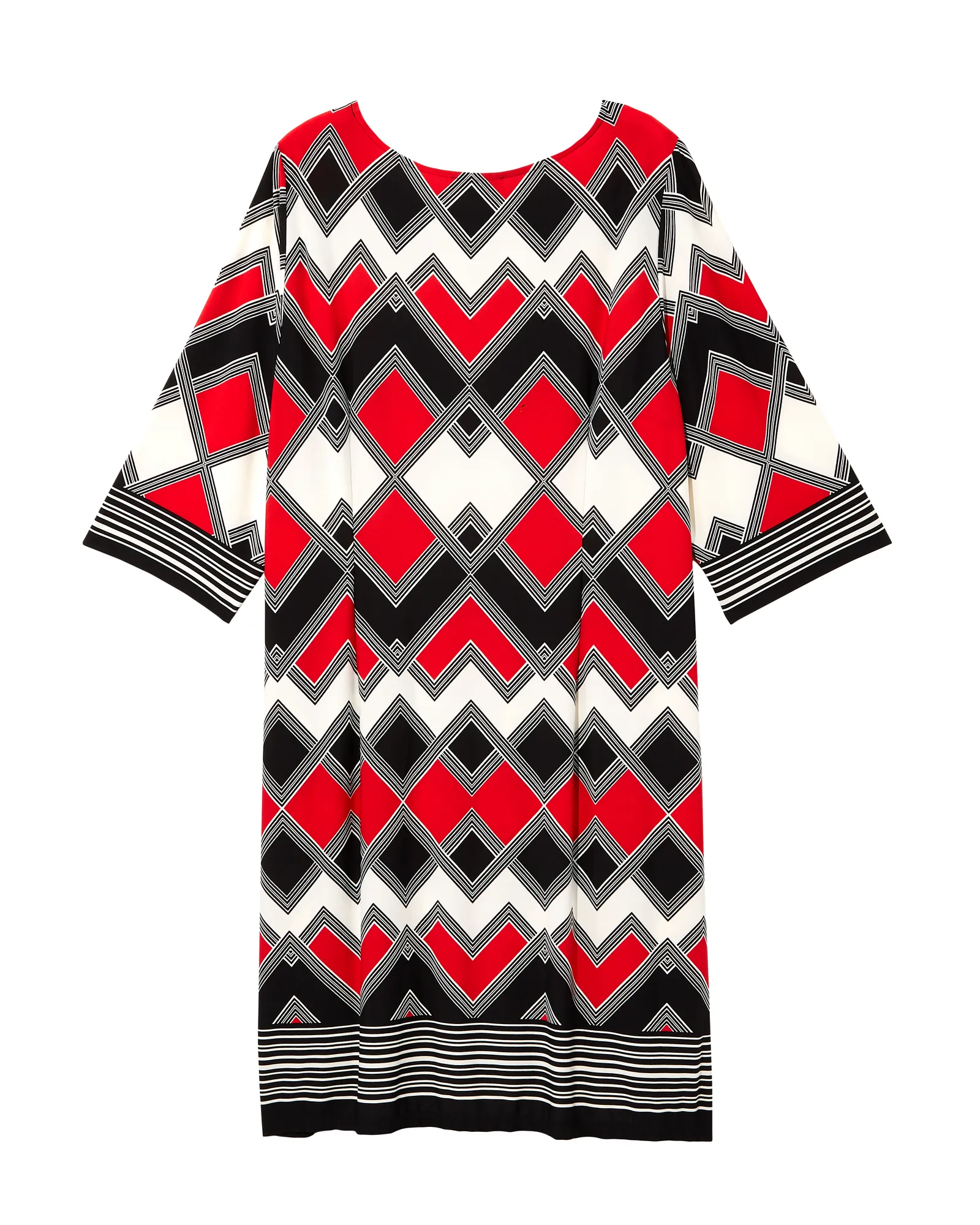 Lara Three-Quarter Sleeve Shift Dress | Black / Red