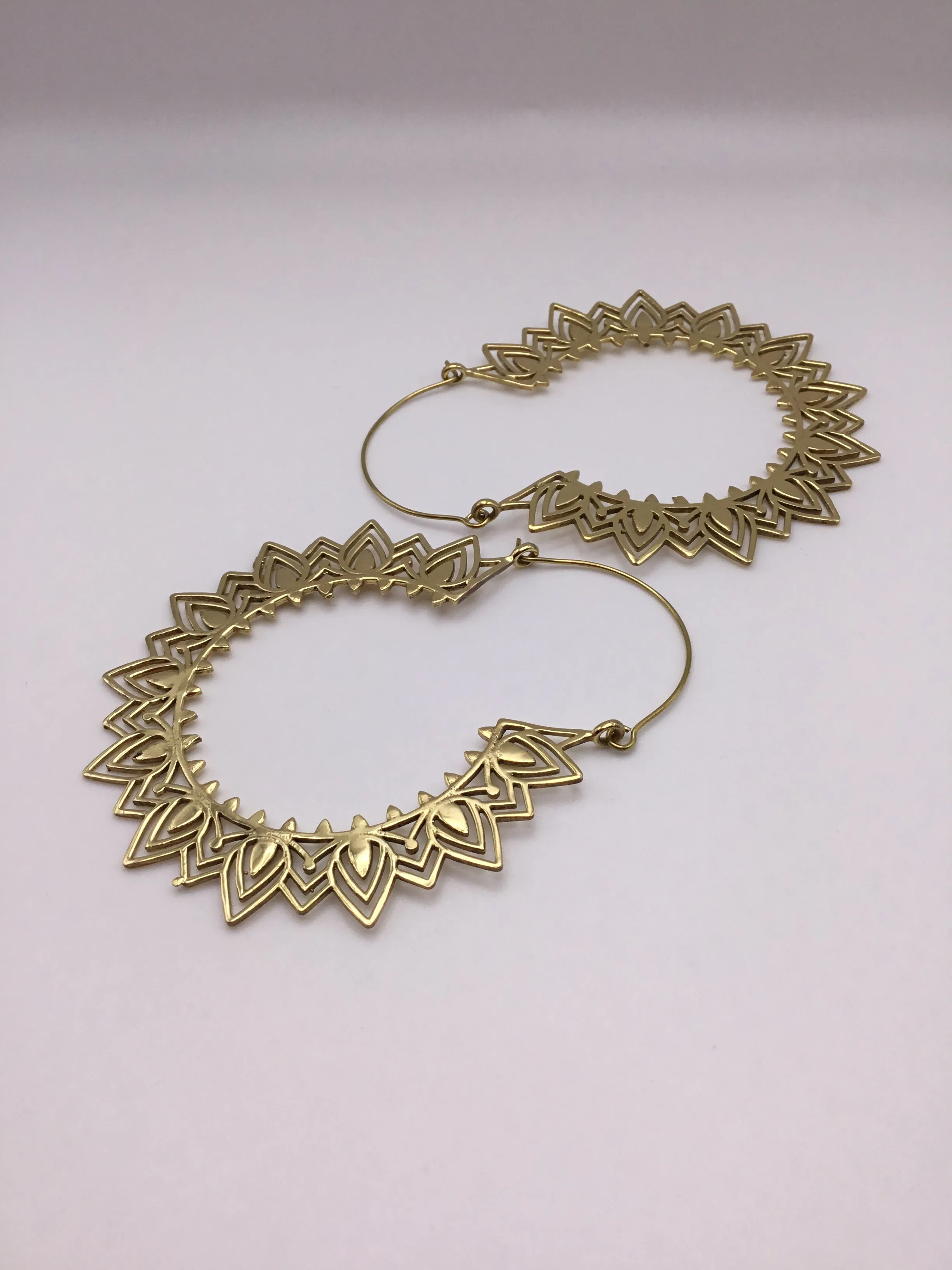 Lotus Chandelier earrings: Brass and Silver Plated Brass.