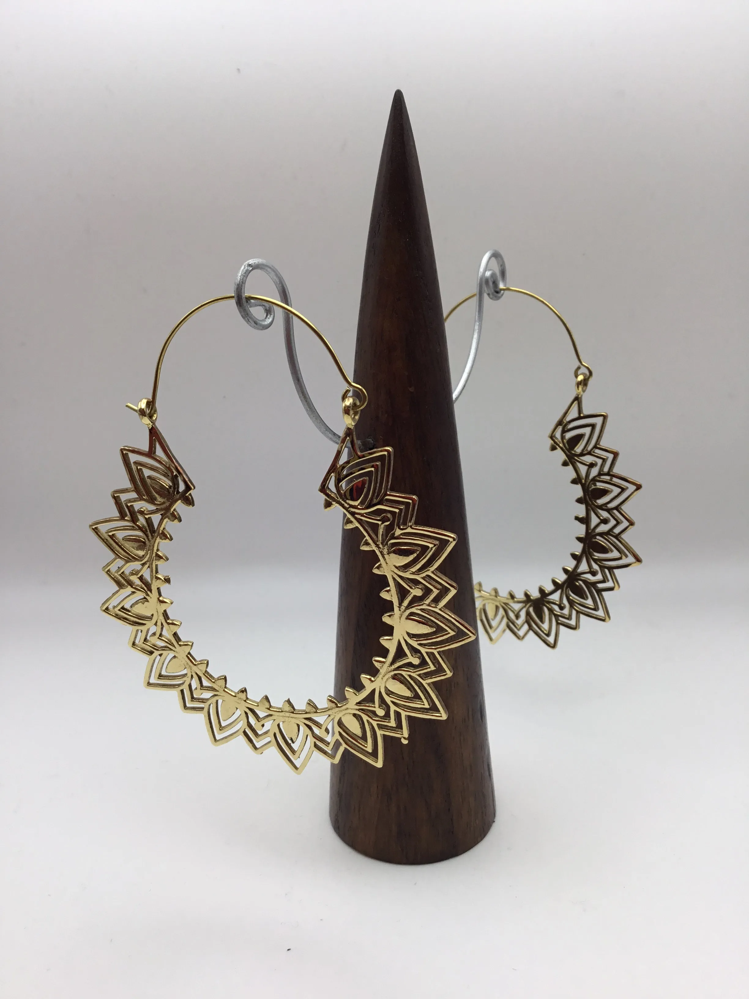 Lotus Chandelier earrings: Brass and Silver Plated Brass.