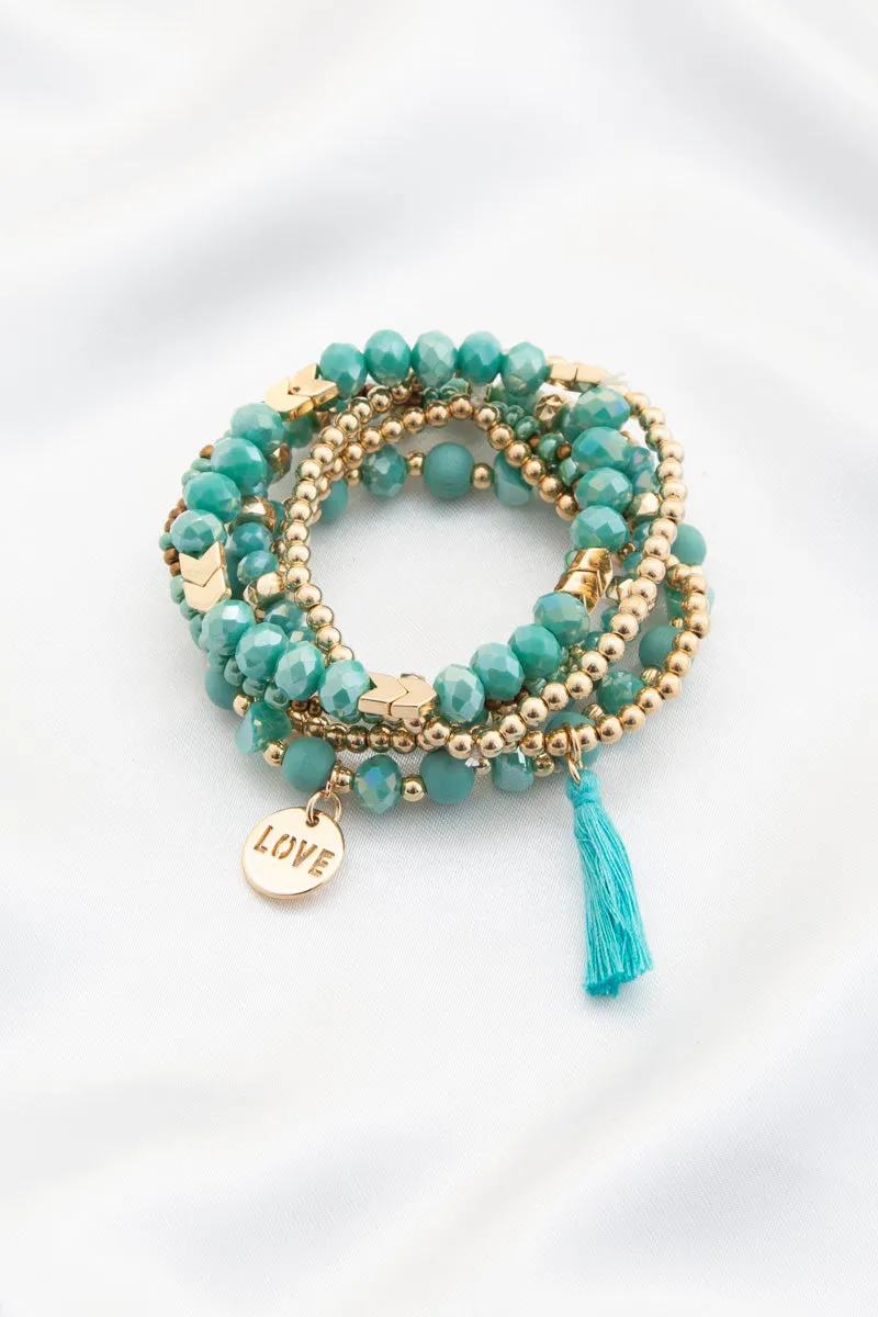 Love Coin Tassel Beaded Bracelet