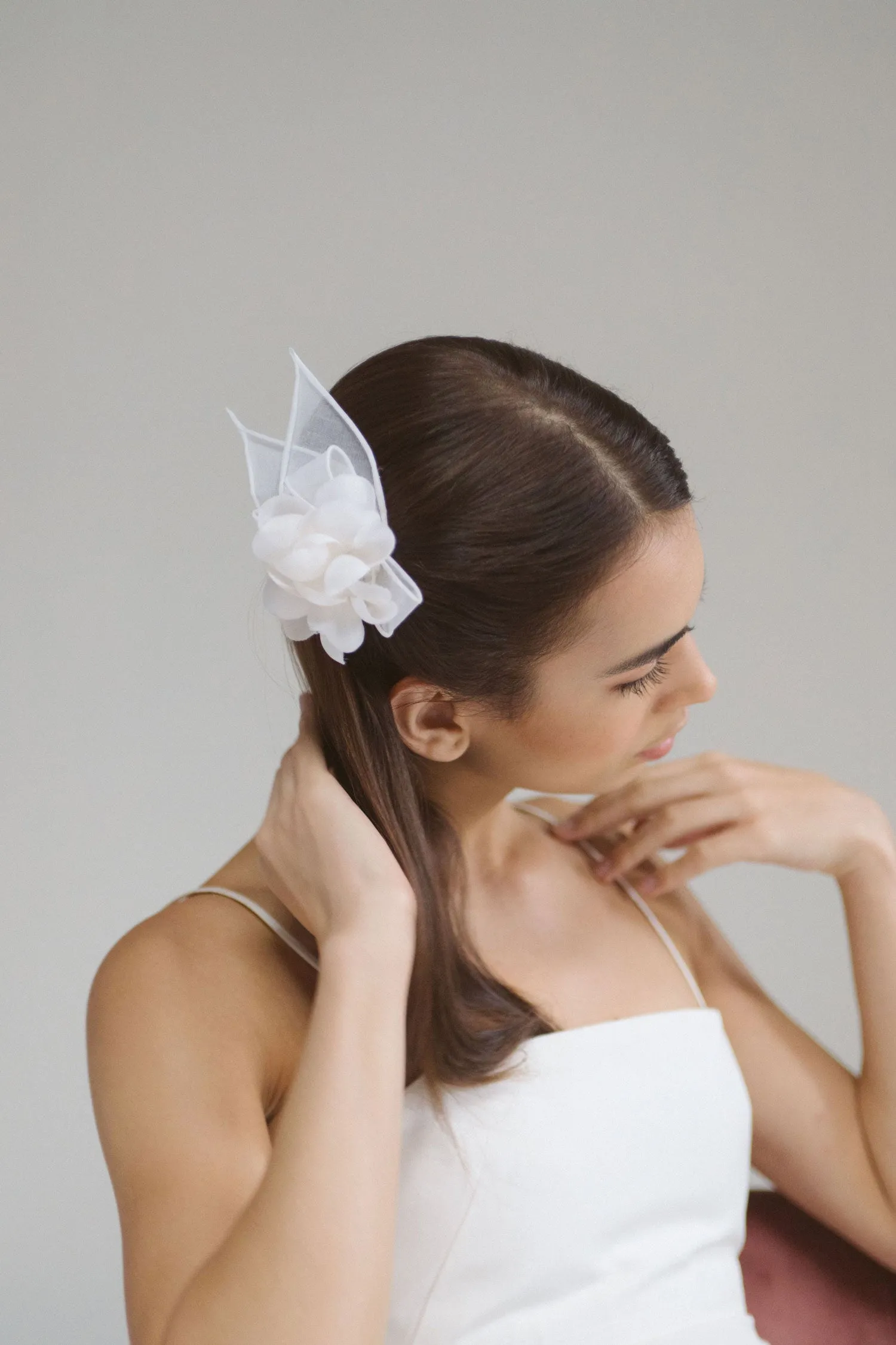 Marina: Organza Flower and Petal Bridal Comb