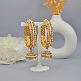 Mehar Antique Gold Polki Jhumka Bangles