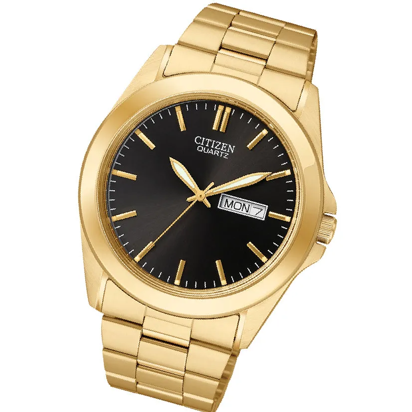 Men's Citizen Quartz Watch with Black Dial