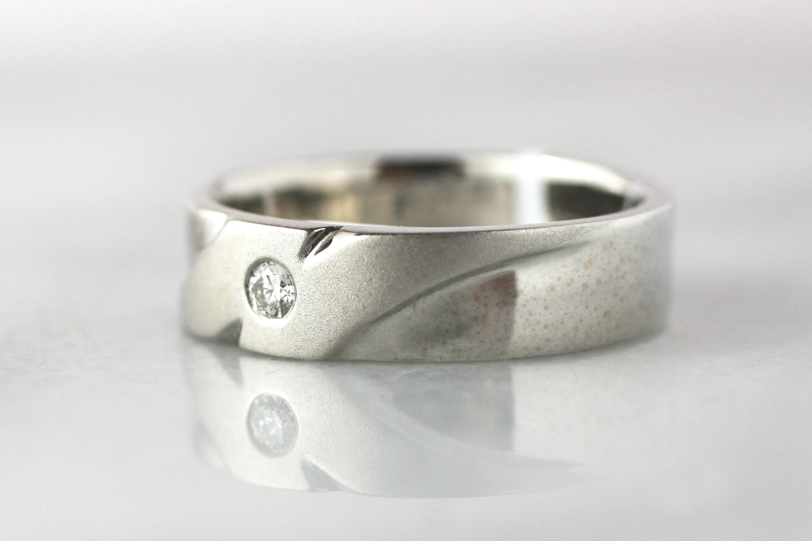 Men's White Gold and Diamond Band