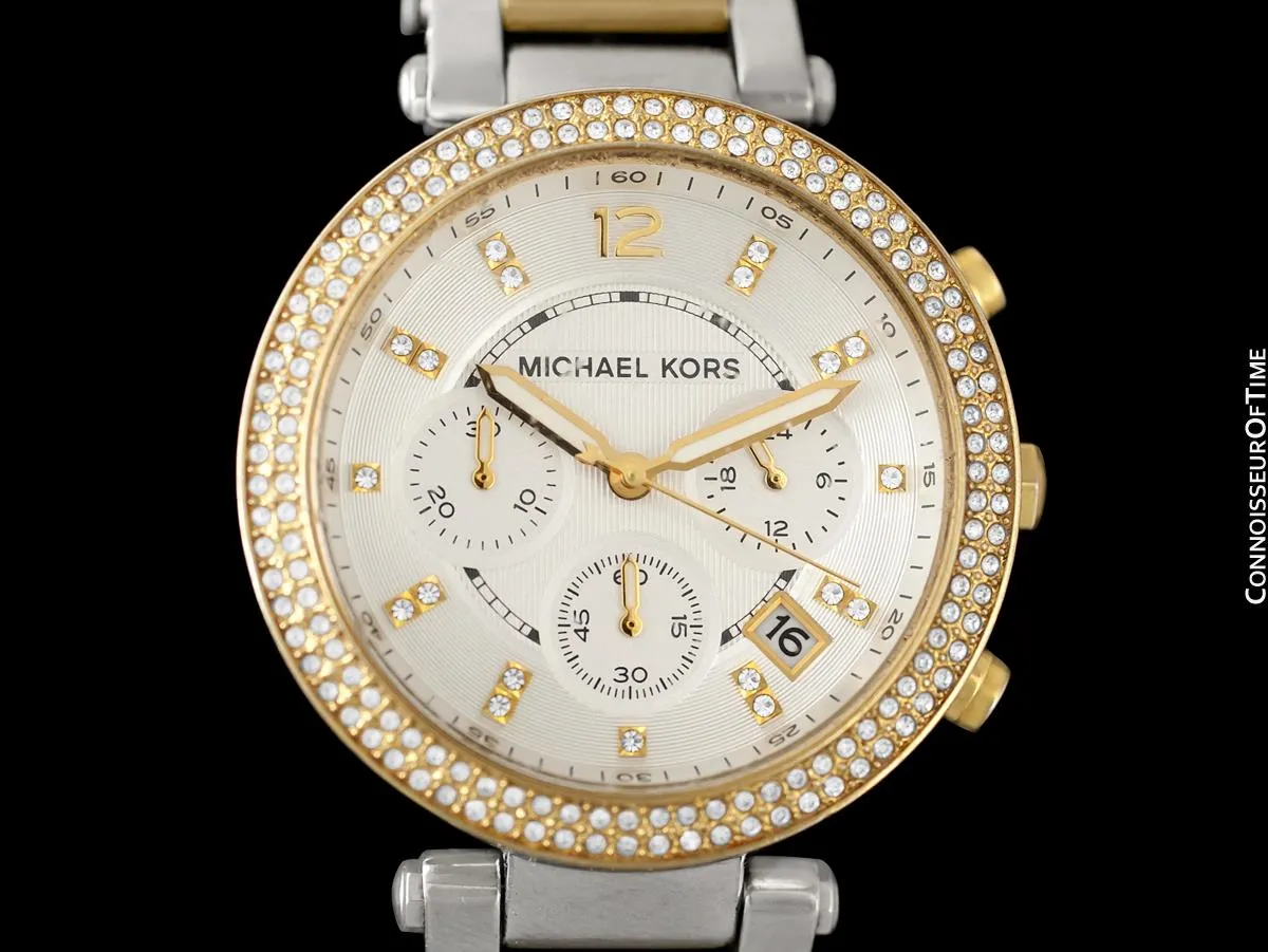 Michael Kors Parker Glitz Ladies Steel & Gold Chronograph Watch - Owned & Worn By Olivia Newton-John