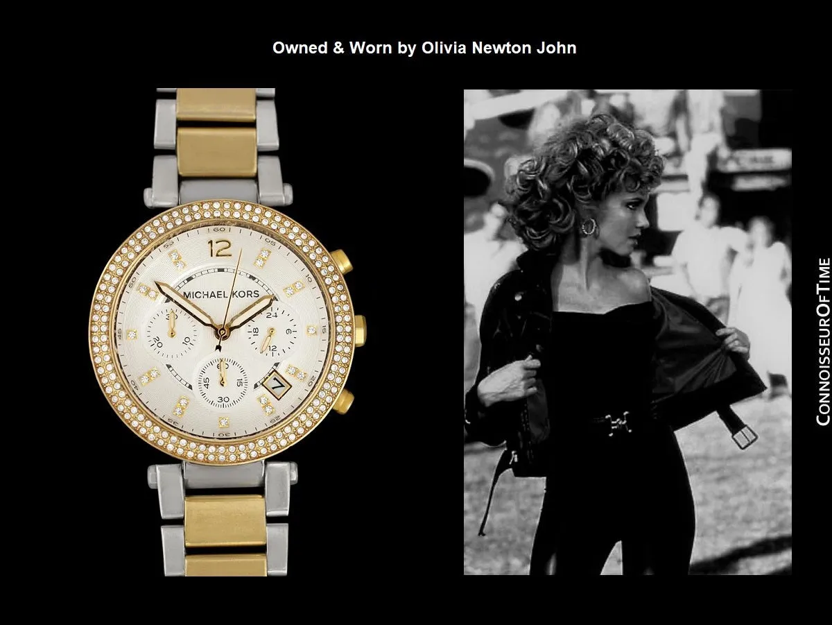 Michael Kors Parker Glitz Ladies Steel & Gold Chronograph Watch - Owned & Worn By Olivia Newton-John