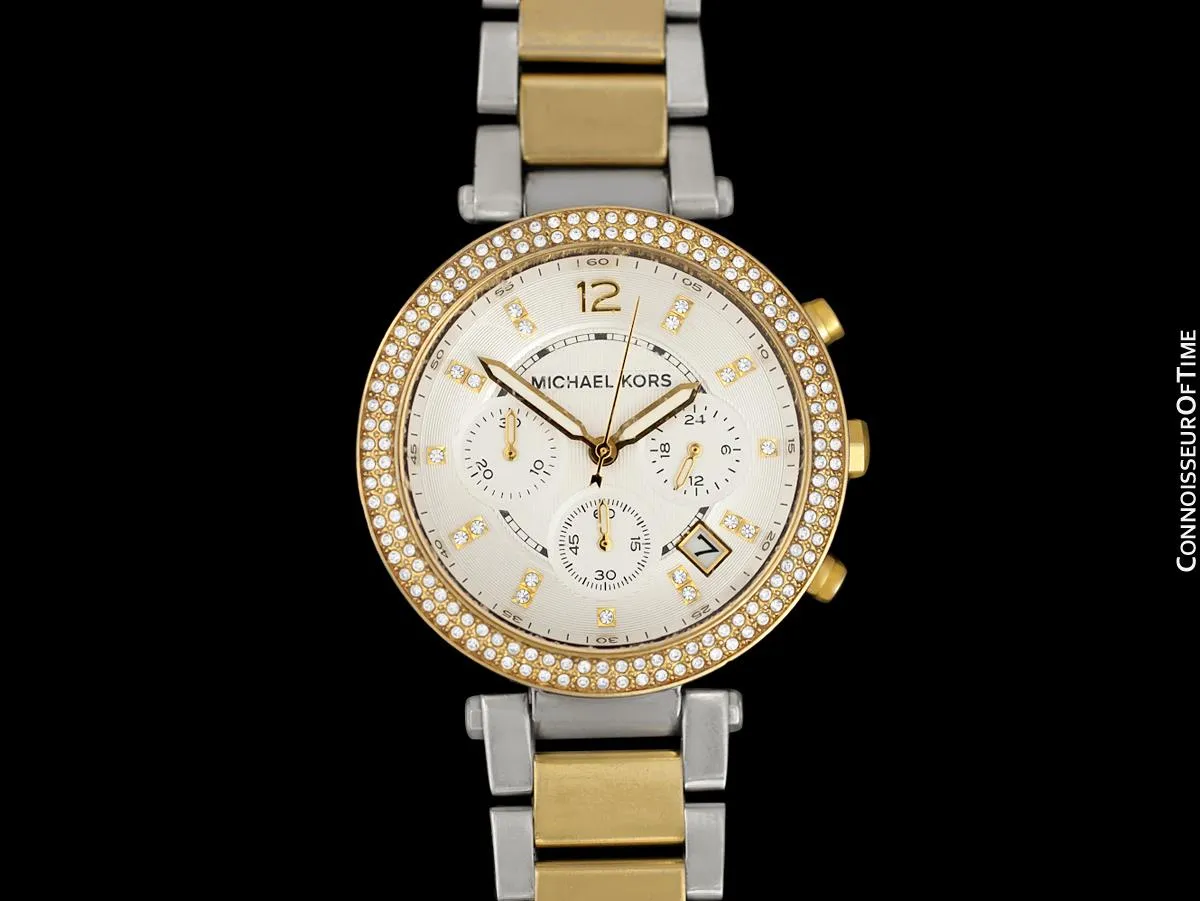 Michael Kors Parker Glitz Ladies Steel & Gold Chronograph Watch - Owned & Worn By Olivia Newton-John