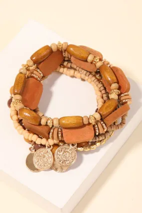 Mixed Brown Tones Beaded Bracelet Set