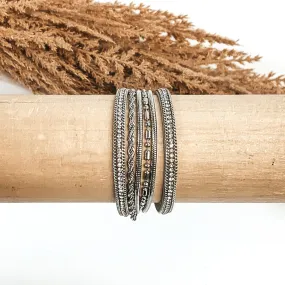 Multi Strand Magnetic Bracelet with Clear Crystals in Silver