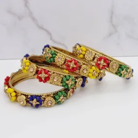 Multicolour Antique Gold Bangles