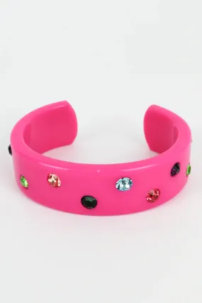 My Doris Chunky Gem Bangle - Hot Pink