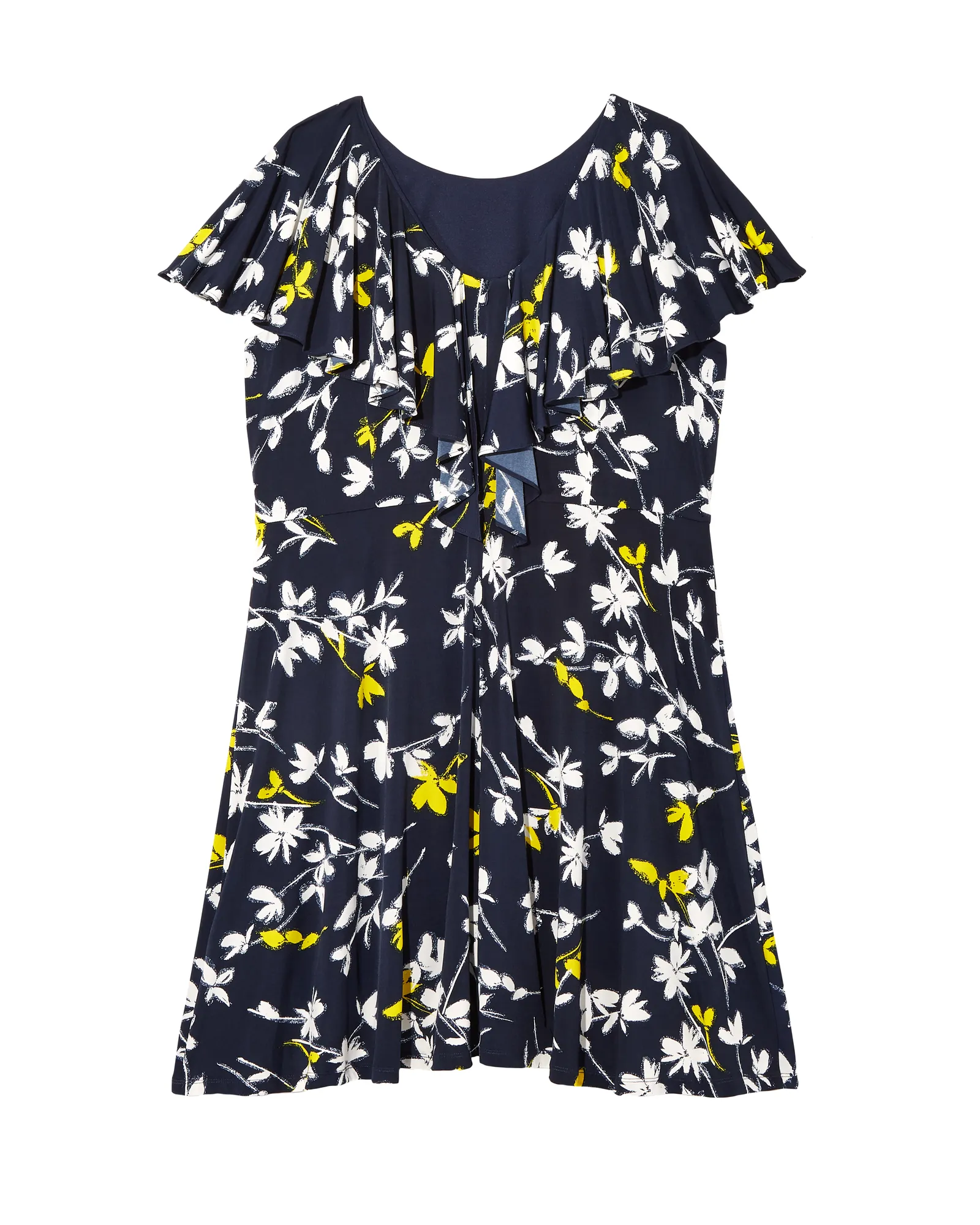 Naomi Floral Print Dress | Navy / Yellow