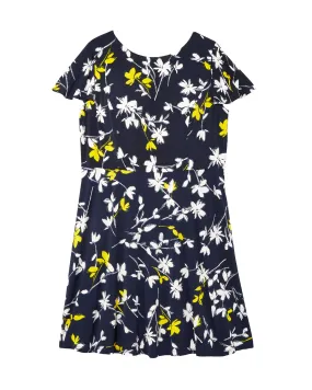 Naomi Floral Print Dress | Navy / Yellow