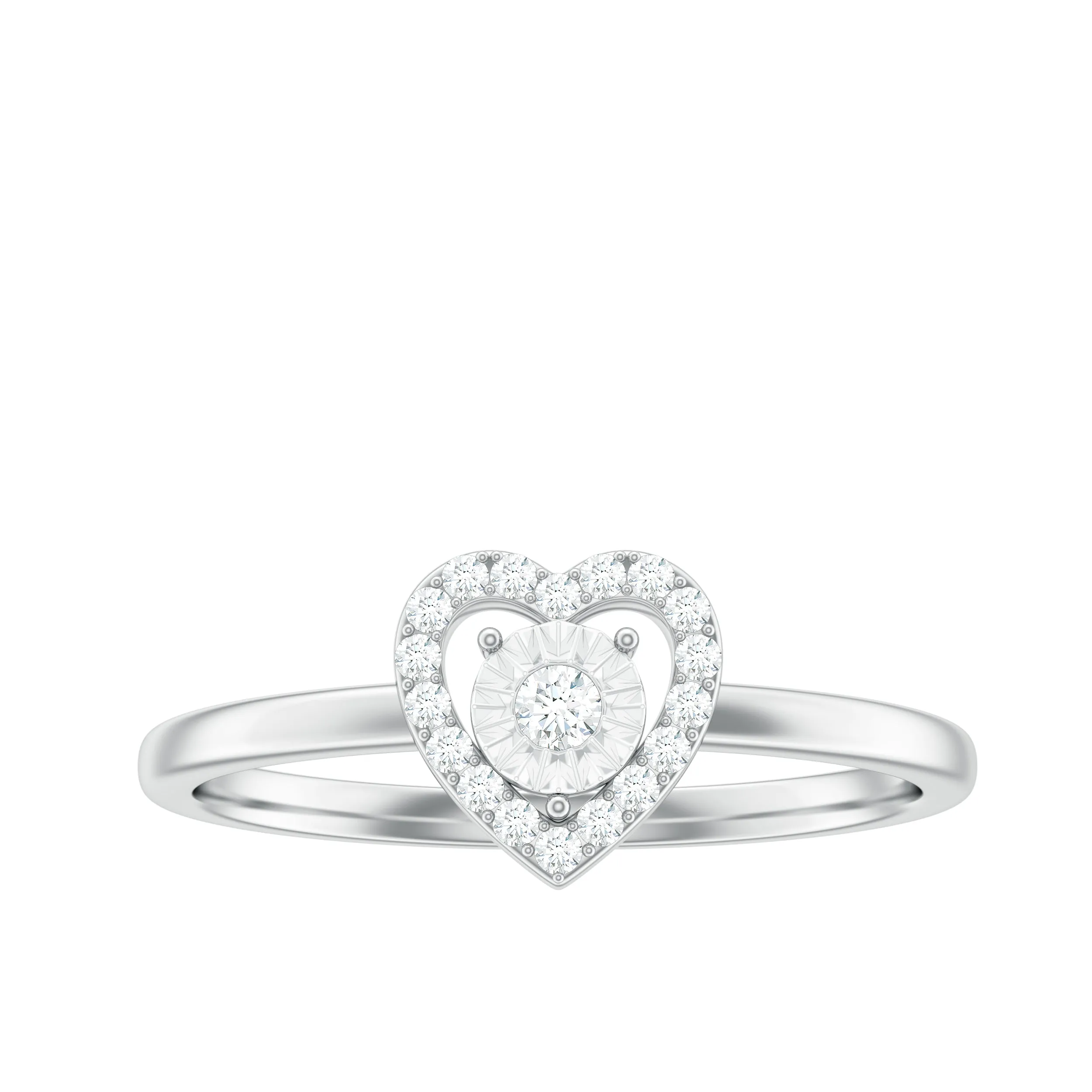 Natural Diamond Heart Promise Ring in Illusion Setting