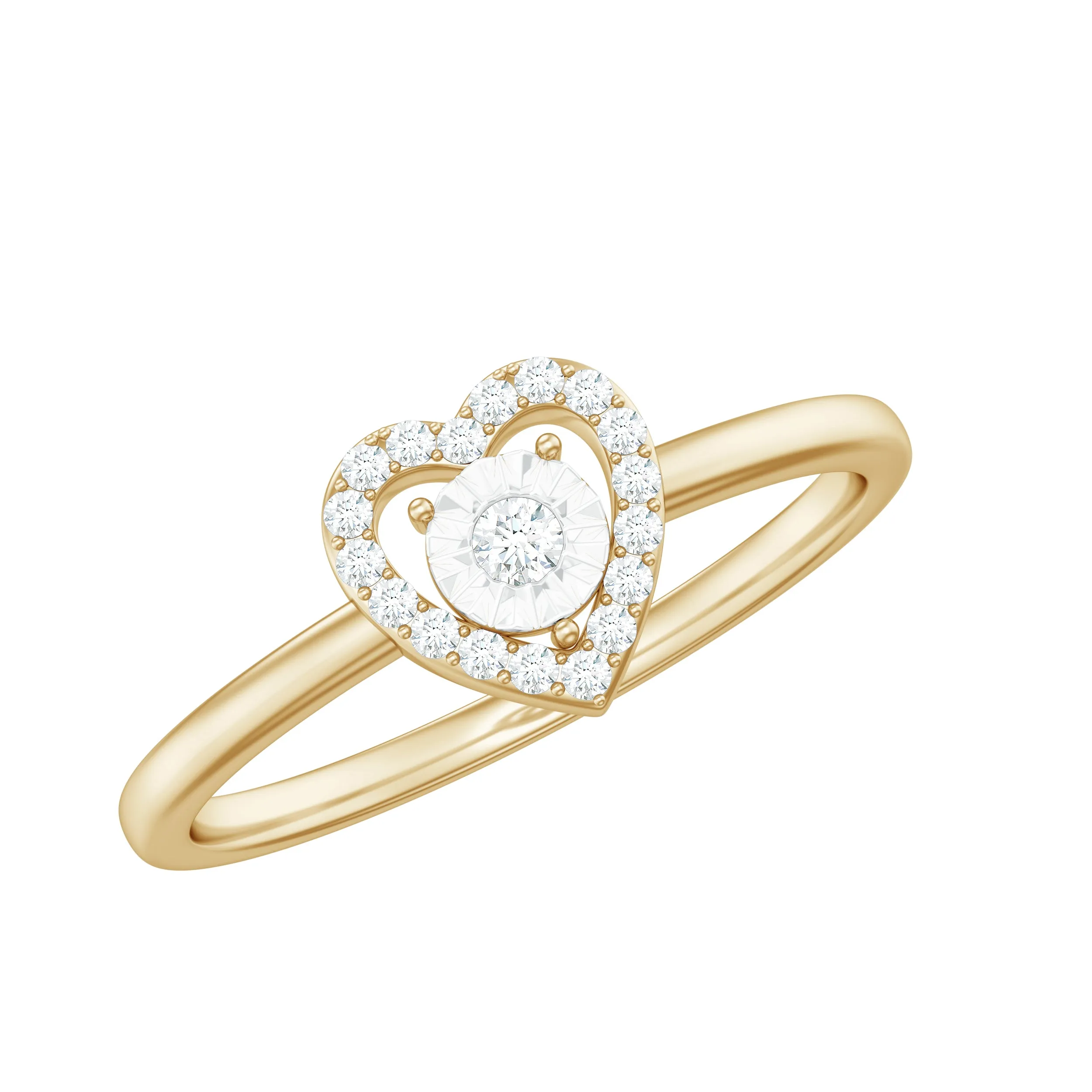 Natural Diamond Heart Promise Ring in Illusion Setting