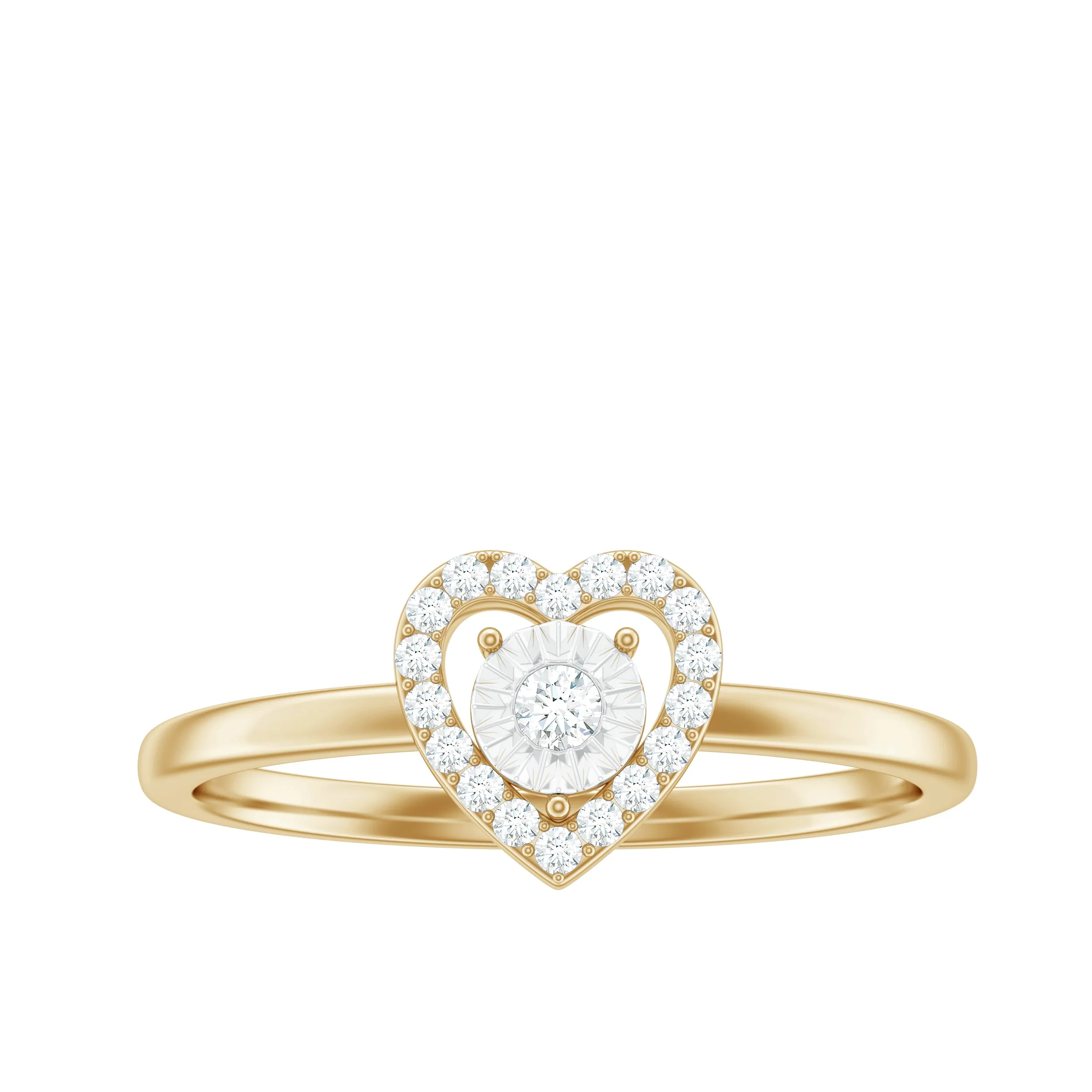 Natural Diamond Heart Promise Ring in Illusion Setting