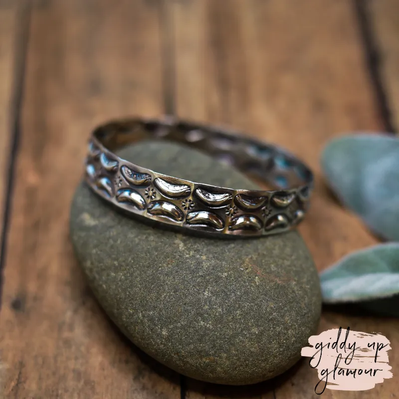 Navajo | Navajo Handmade Sterling Silver Bangle Bracelet with Sun Designs