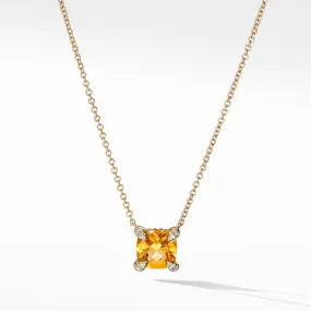 Necklace with Citrine and Diamonds in 18K Gold, 18" Length