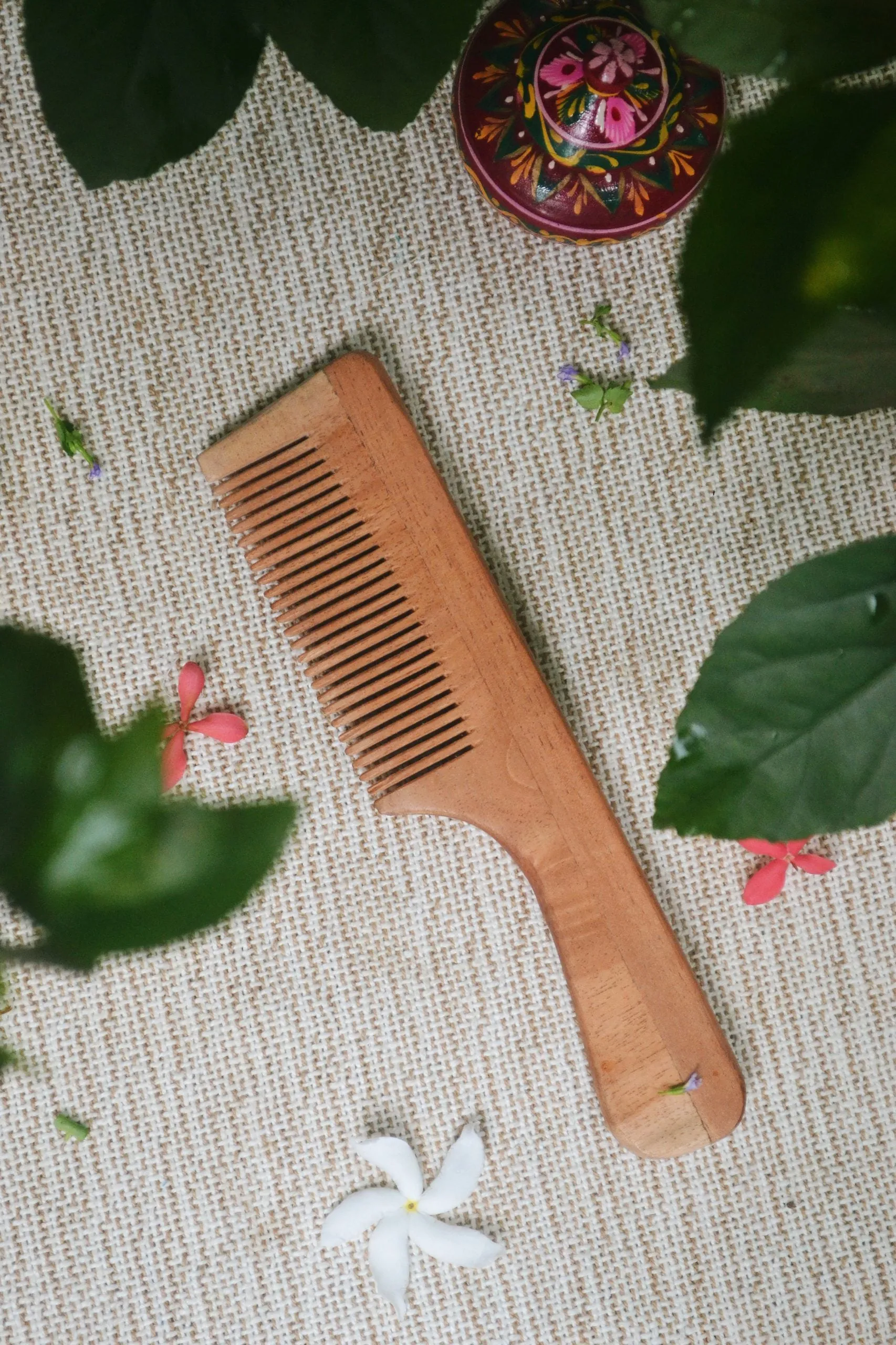 Neem Wood Hair Comb – Handle