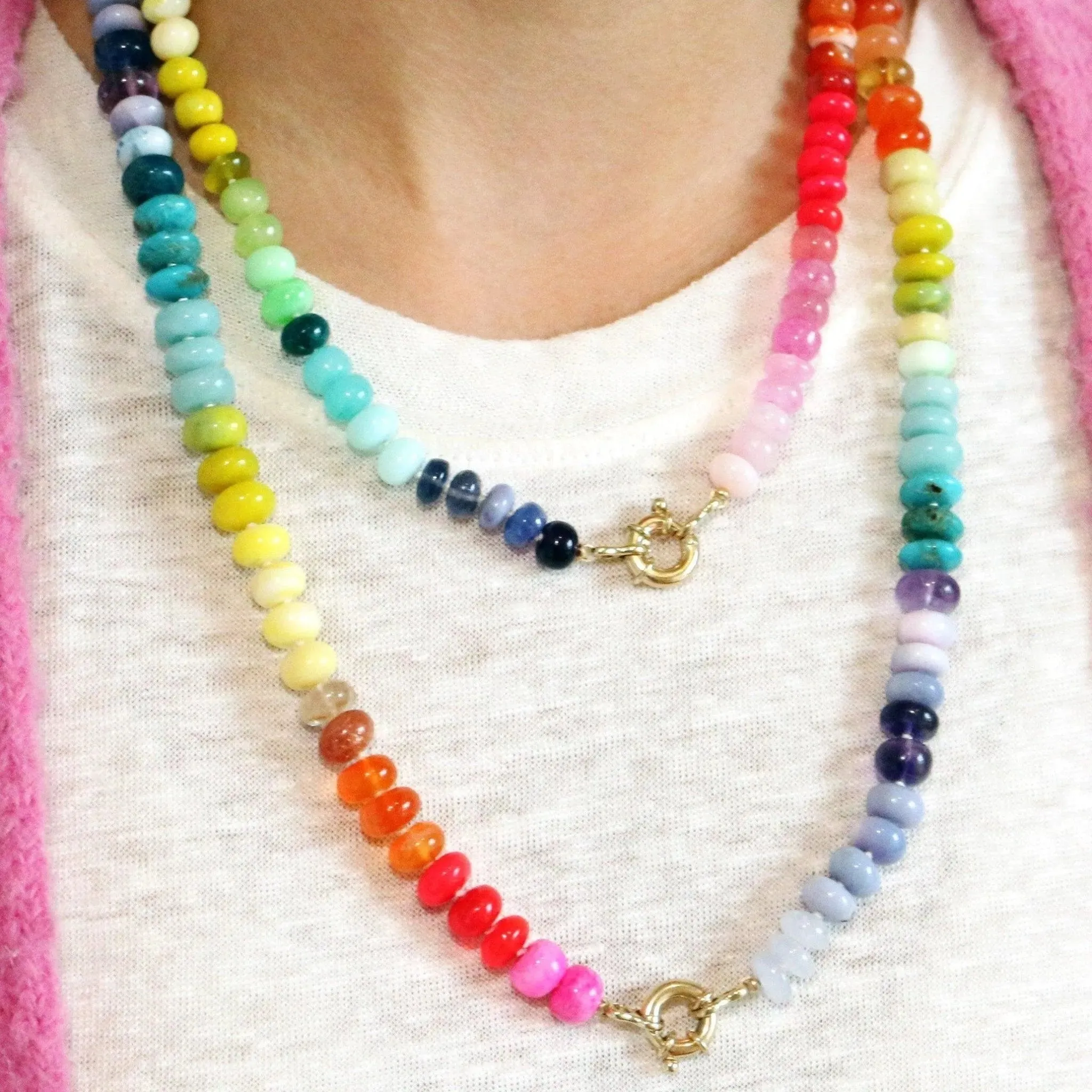 Neon Rainbow Gemstone Necklace