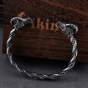 Nordic Goat Head Animal Cuff Viking Bracelet