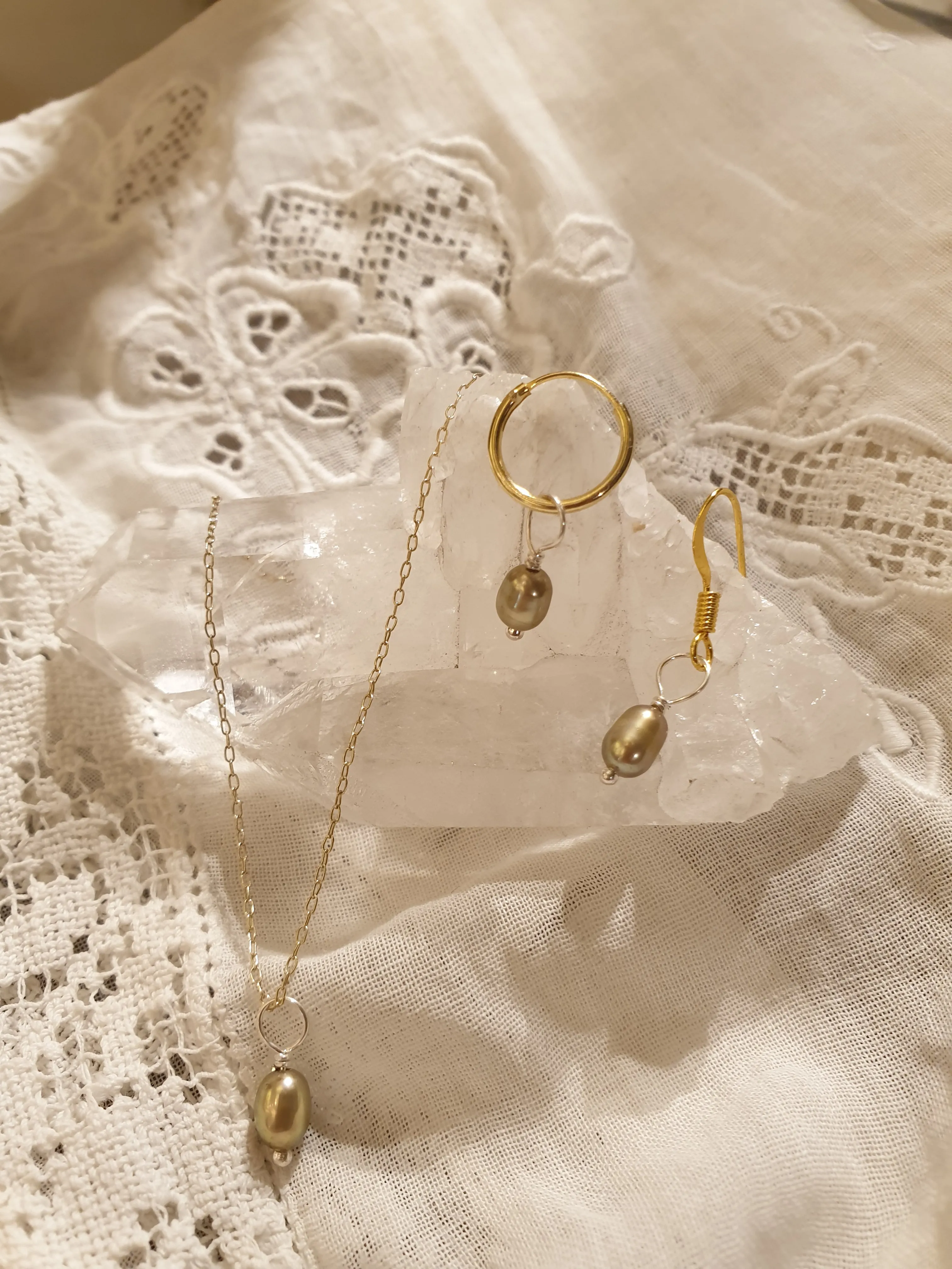 olive pearl set | 24k gold-plated