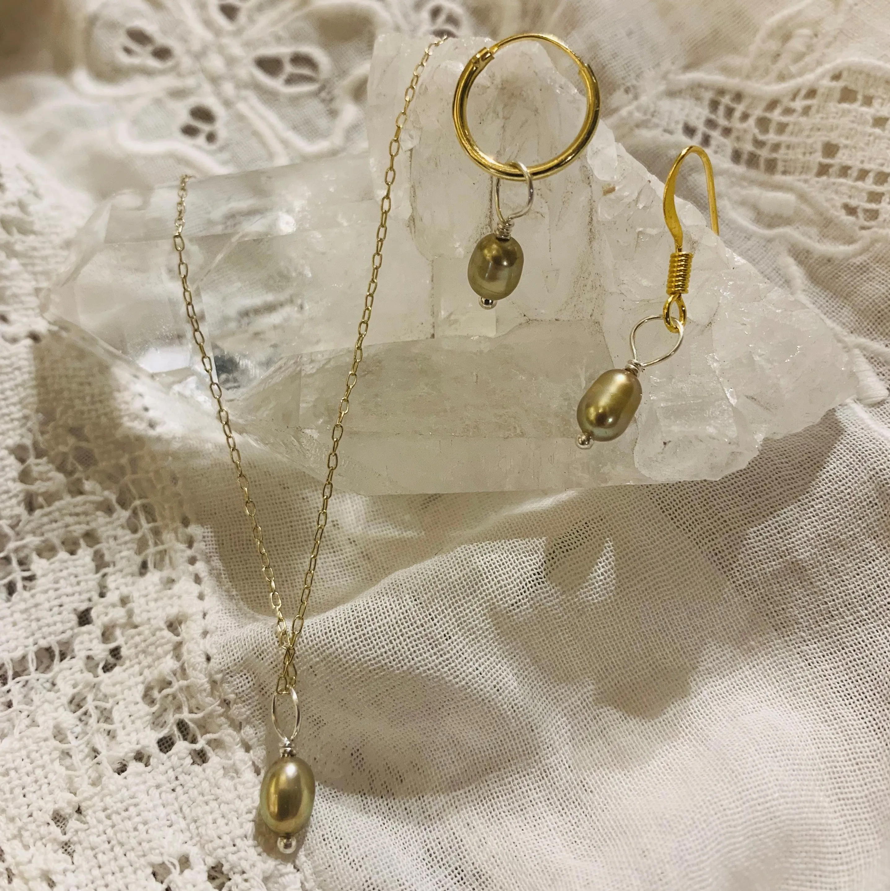 olive pearl set | 24k gold-plated