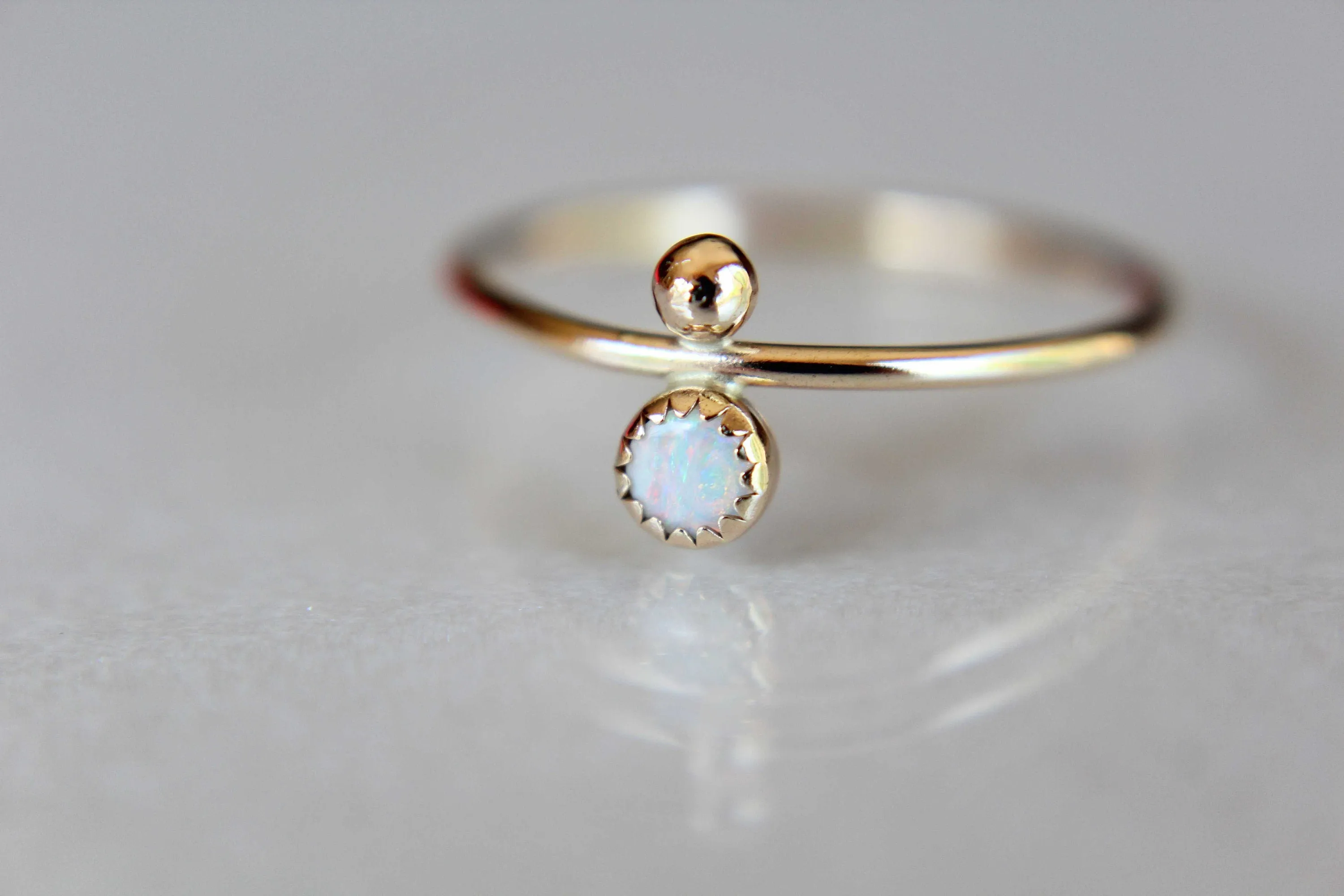 Opal Stacking Ring, Slim Ring, Stacking Gemstone Ring, Opal Rings, Unique Rings, Wisper Gemstone Rings, Gift, White Opal, Genuine, Gift