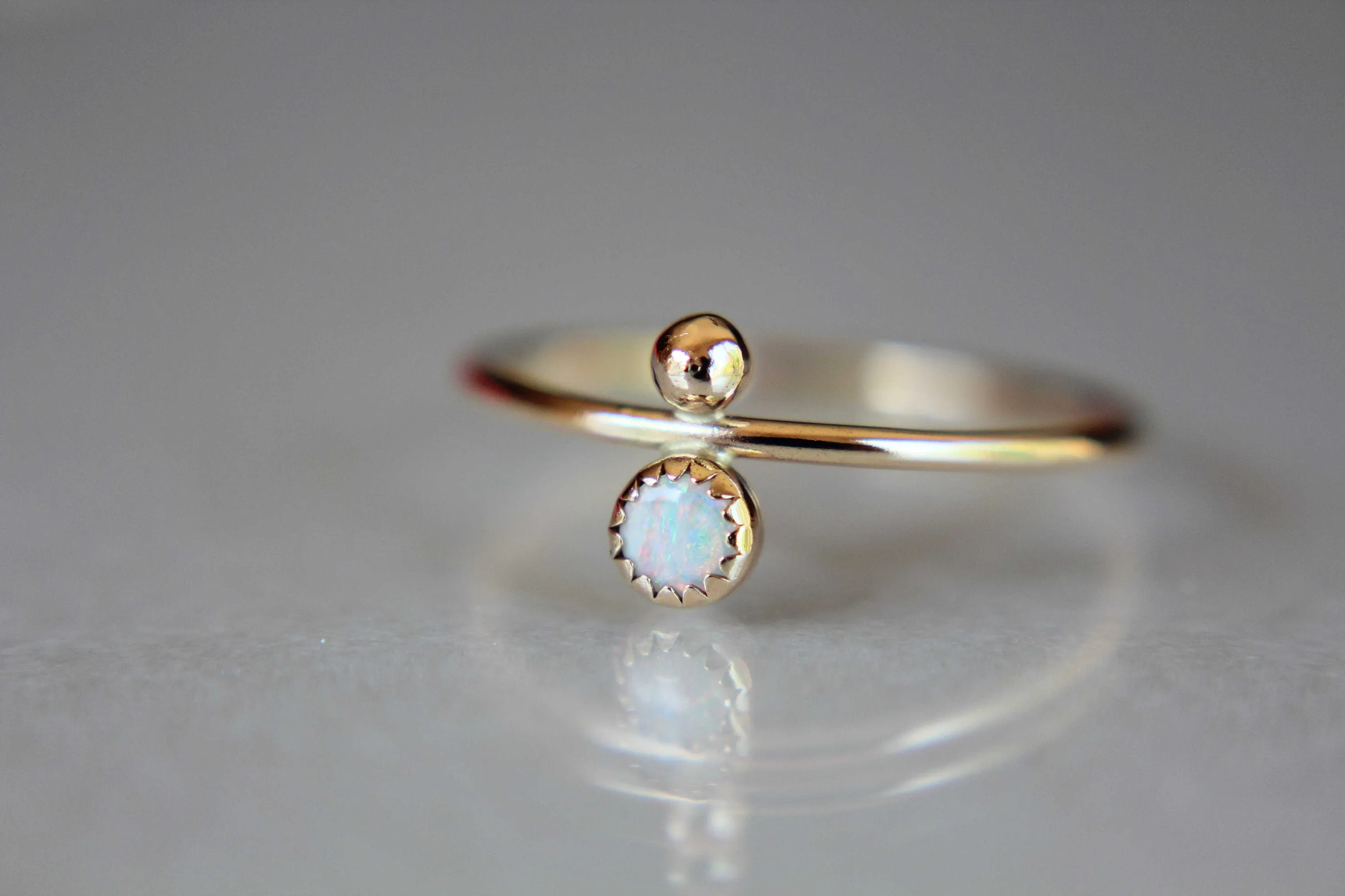 Opal Stacking Ring, Slim Ring, Stacking Gemstone Ring, Opal Rings, Unique Rings, Wisper Gemstone Rings, Gift, White Opal, Genuine, Gift