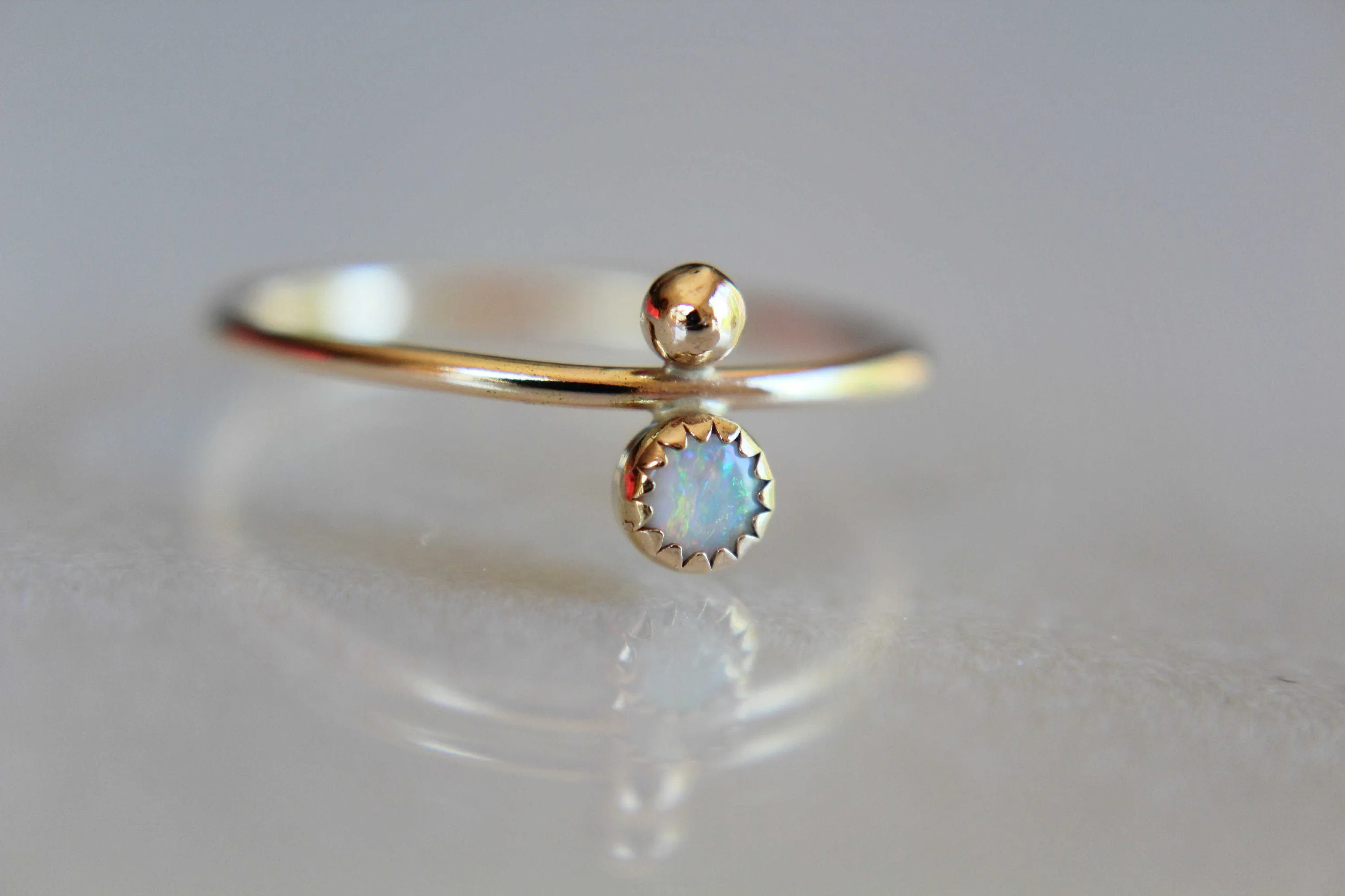 Opal Stacking Ring, Slim Ring, Stacking Gemstone Ring, Opal Rings, Unique Rings, Wisper Gemstone Rings, Gift, White Opal, Genuine, Gift