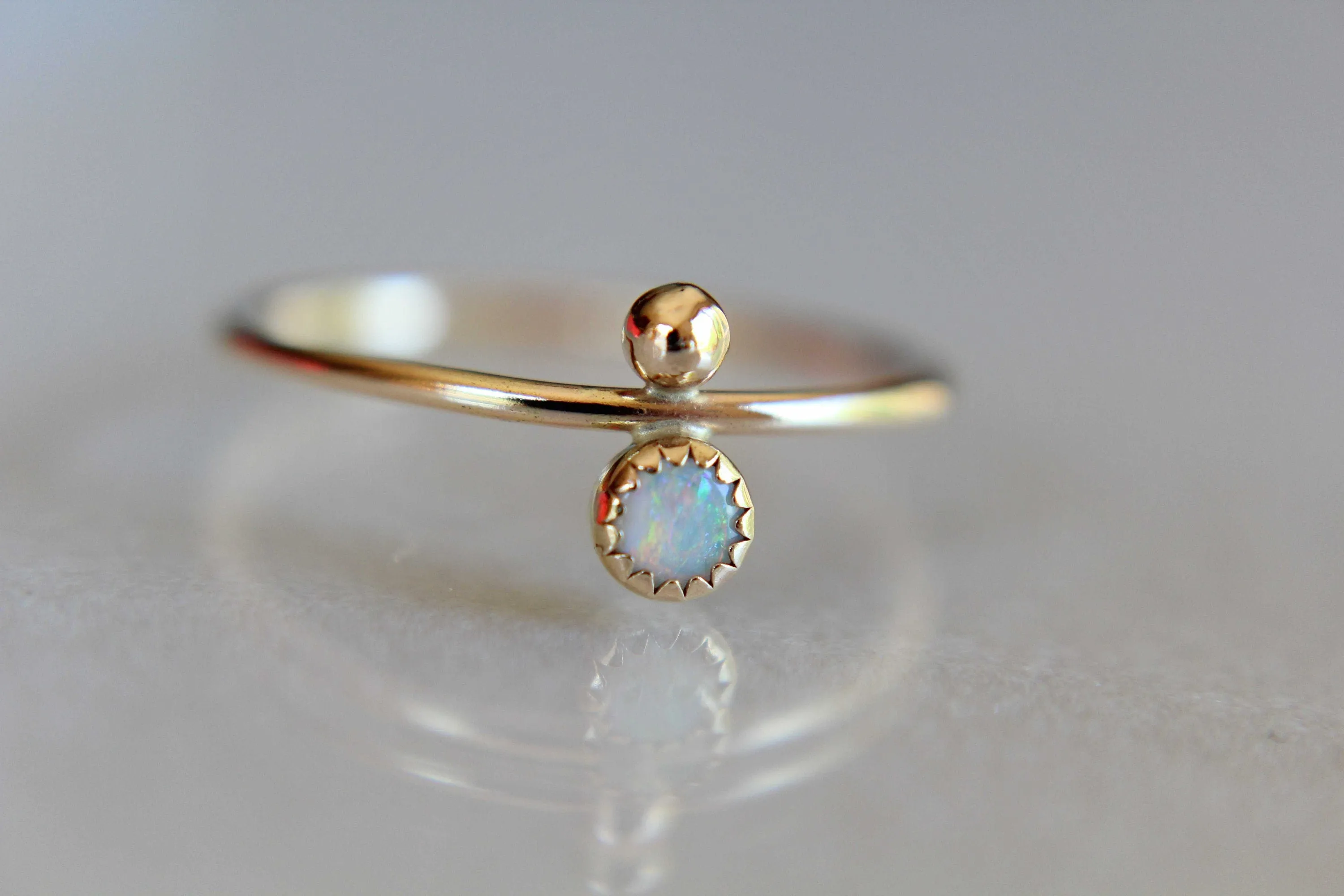 Opal Stacking Ring, Slim Ring, Stacking Gemstone Ring, Opal Rings, Unique Rings, Wisper Gemstone Rings, Gift, White Opal, Genuine, Gift