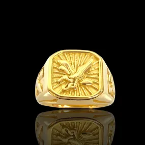 Oro Laminado Stainless Steel Soaring Eagle Ring