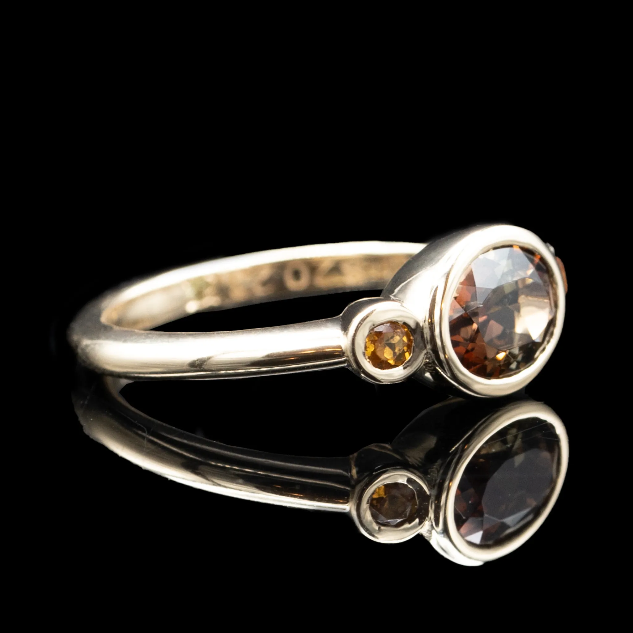 Oval Andalusite Bezel Ring With Citrine