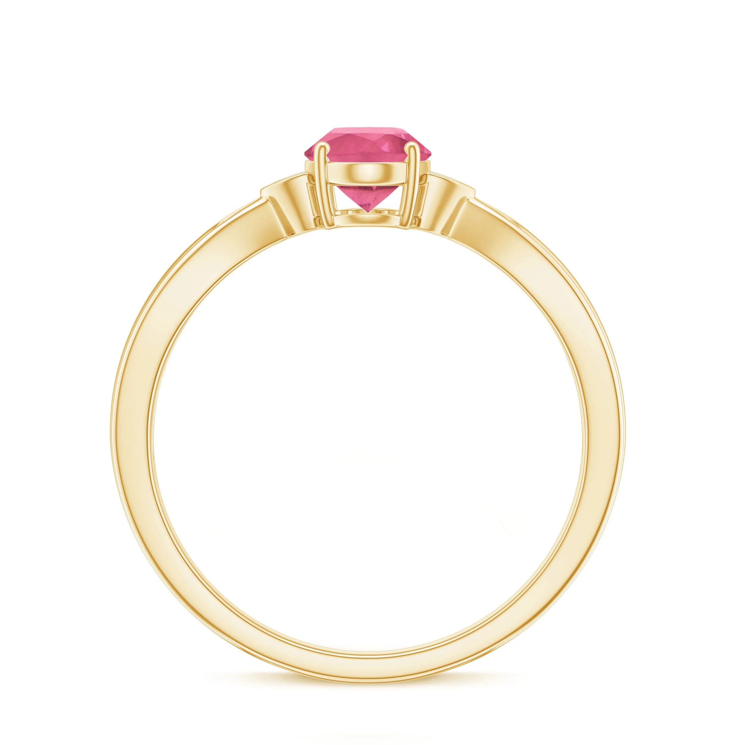 Oval Shape Pink Tourmaline Solitaire Ring with Diamond