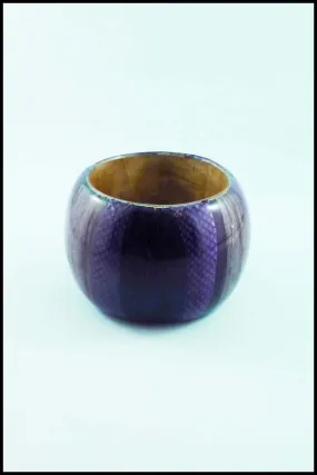 Oversize Purple Snakeskin Pattern Wood Bangle