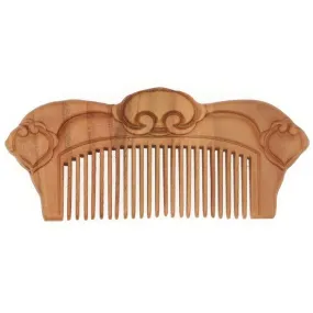 Peachwood Carved Oriental Seamless Pocket Hair Comb